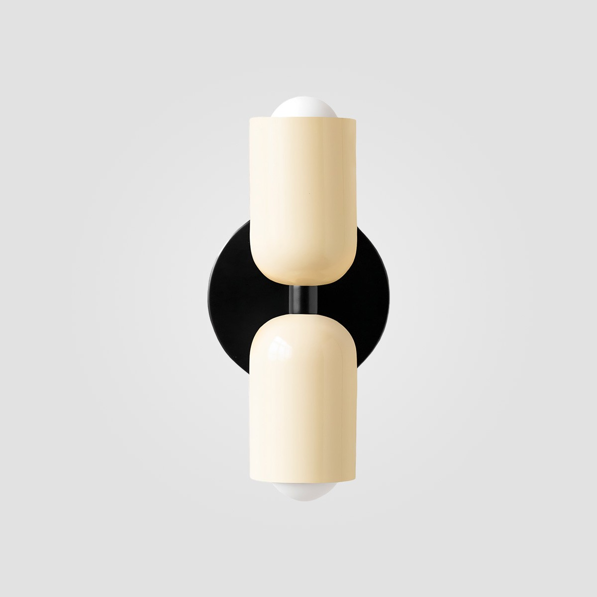White shade, Black finish capsule wall sconce