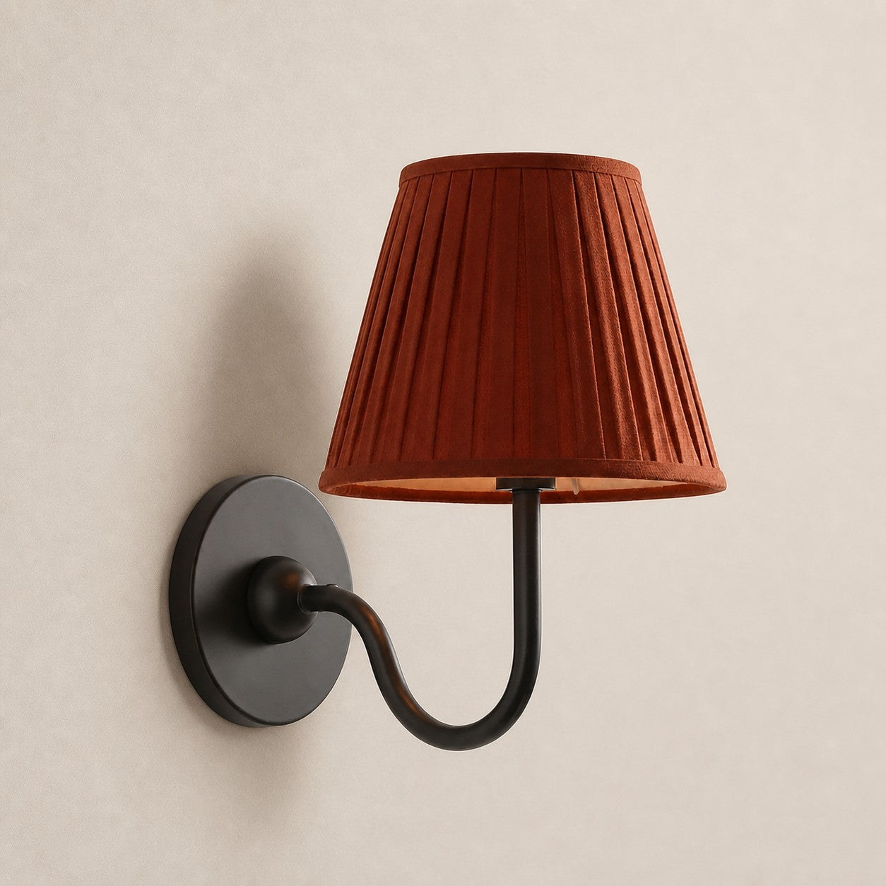 Matte Black Red Pleated 1 head: 10" / 25 cm Luvora wall lamp