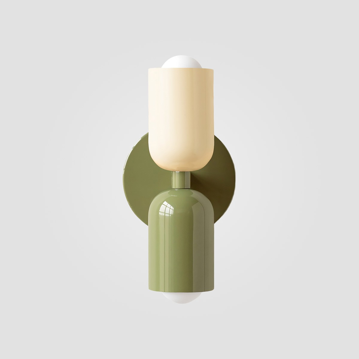 White + Green shade, Green finish capsule wall sconce