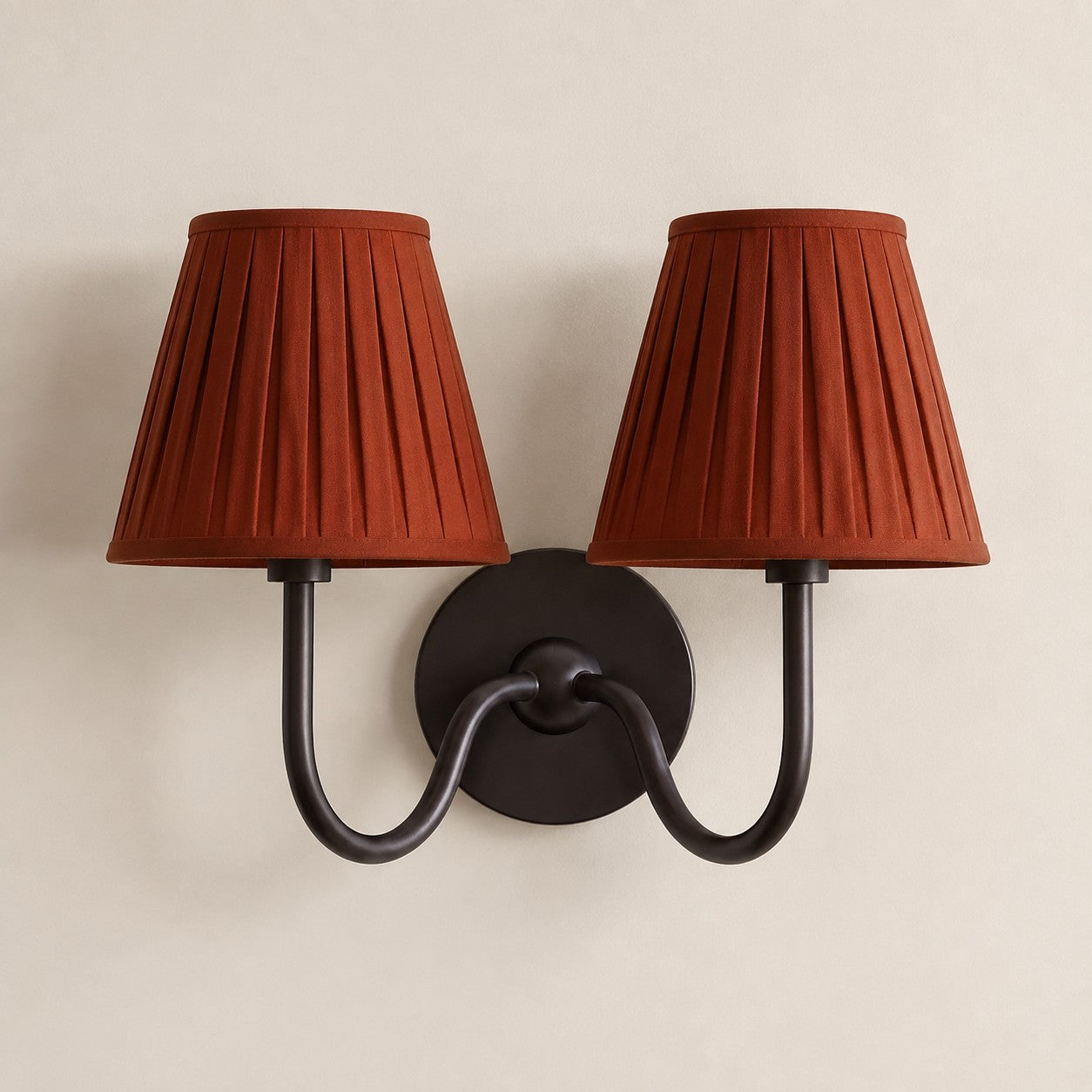 Matte Black Red Pleated 2 heads: 16" / 40 cm Luvora wall lamp