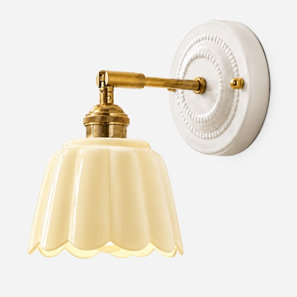 Yellow scalloped flower wall sconce