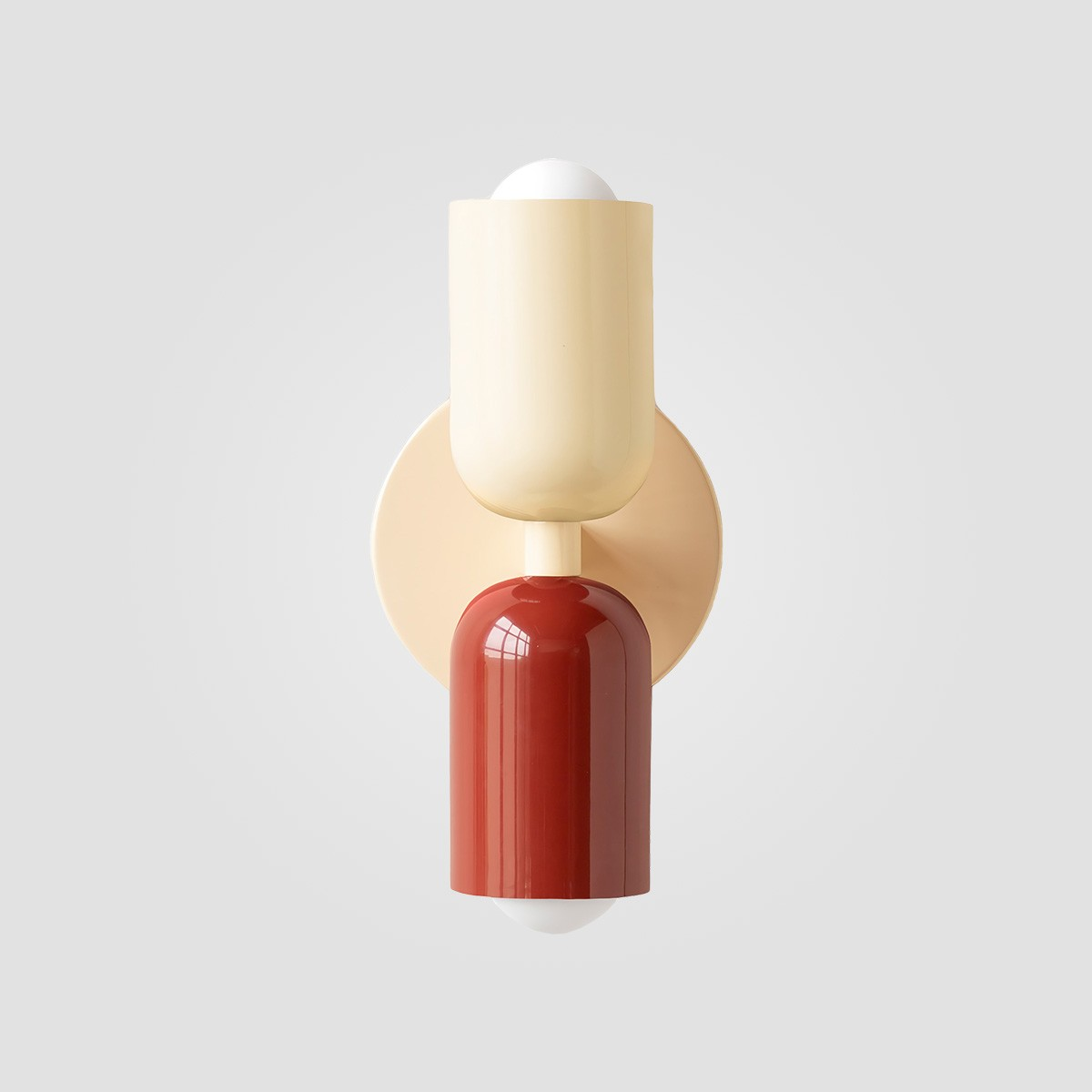 White + Red shade, White finish capsule wall sconce