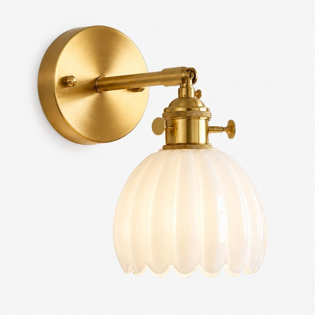 Freya lotus glass wall light in white