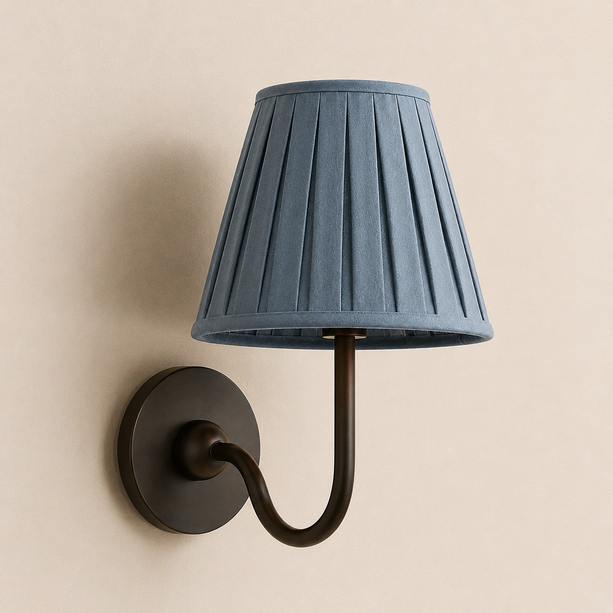 Matte Black Dusty Blue Pleated 1 head: 10" / 25 cm Luvora wall lamp