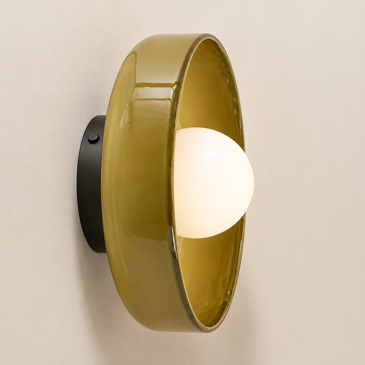 Light Green glass disc wall sconce