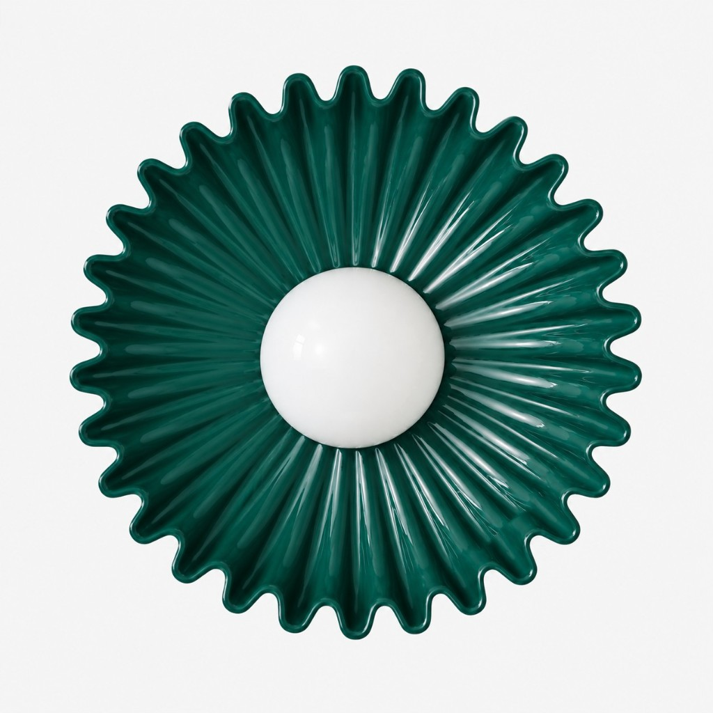 Marenys flower wall light in ceramic dark green