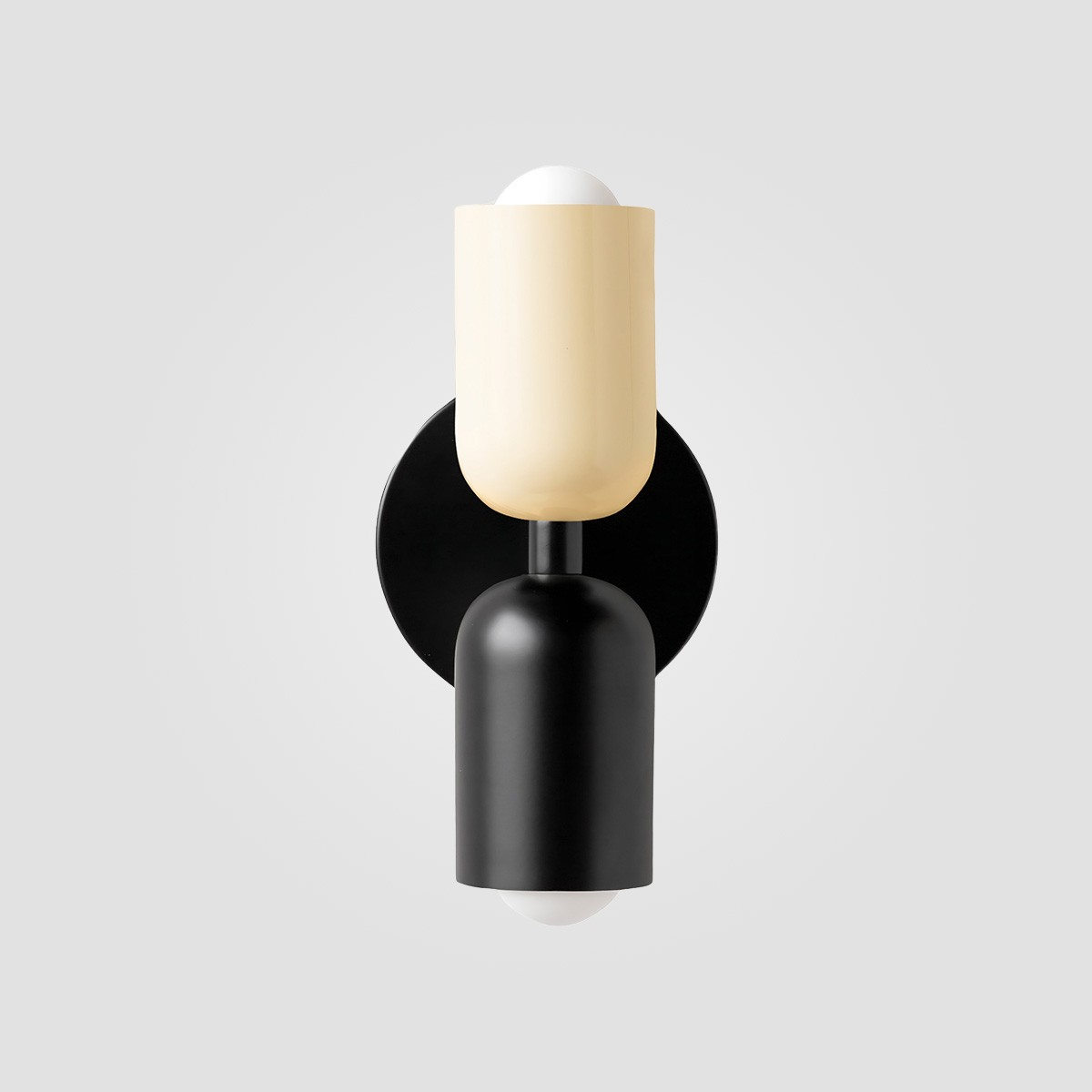 White + Black shade, Black finish capsule wall sconce