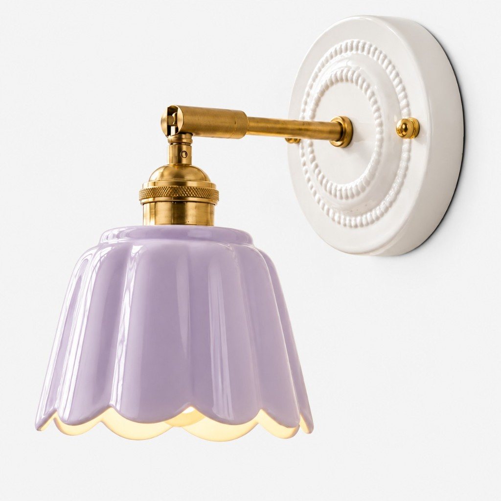 Mauve scalloped flower wall sconce