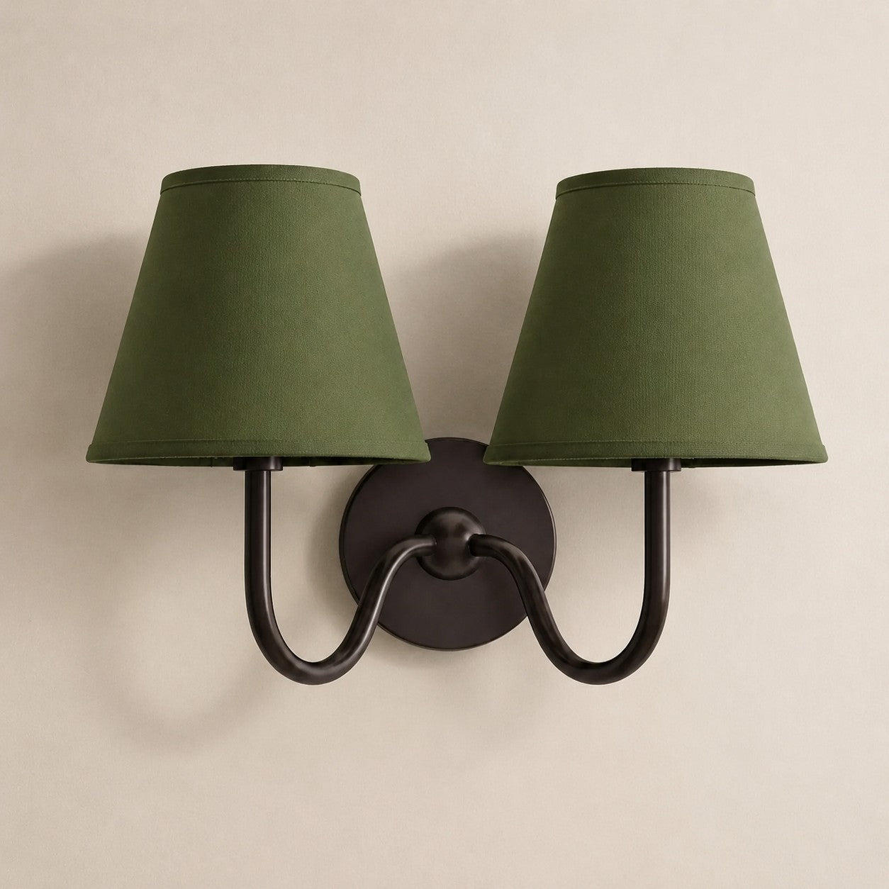 Matte Black Green Plain 2 heads: 16" / 40 cm Luvora wall lamp
