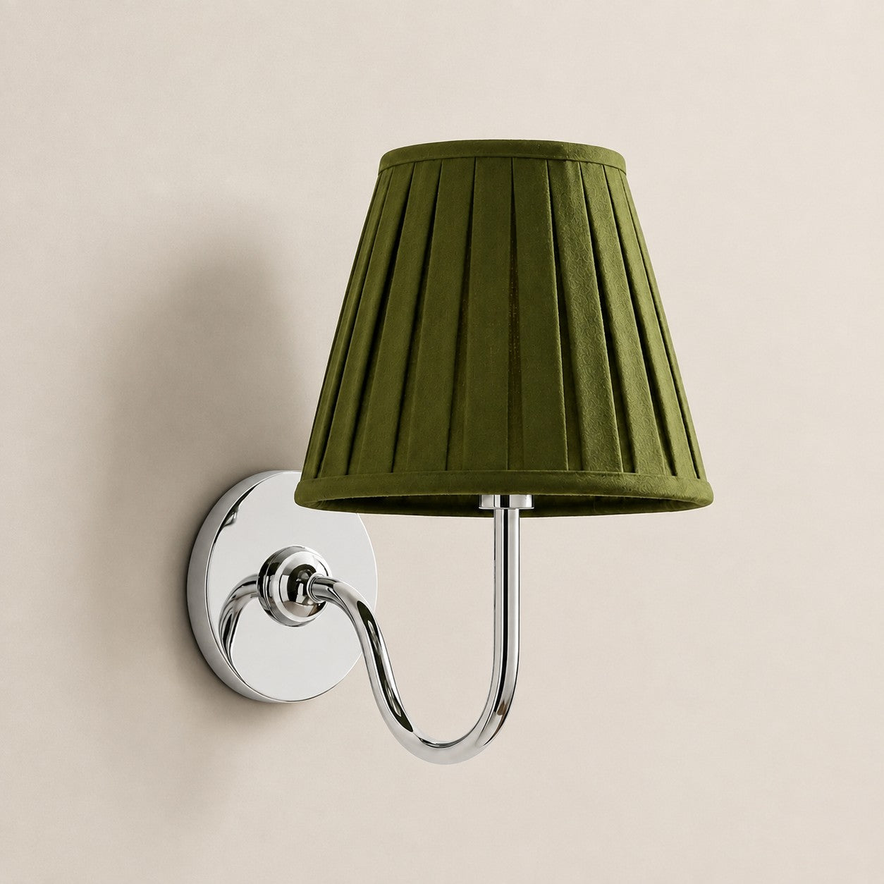 Chrome Green Pleated 1 head: 10" / 25 cm Luvora wall lamp