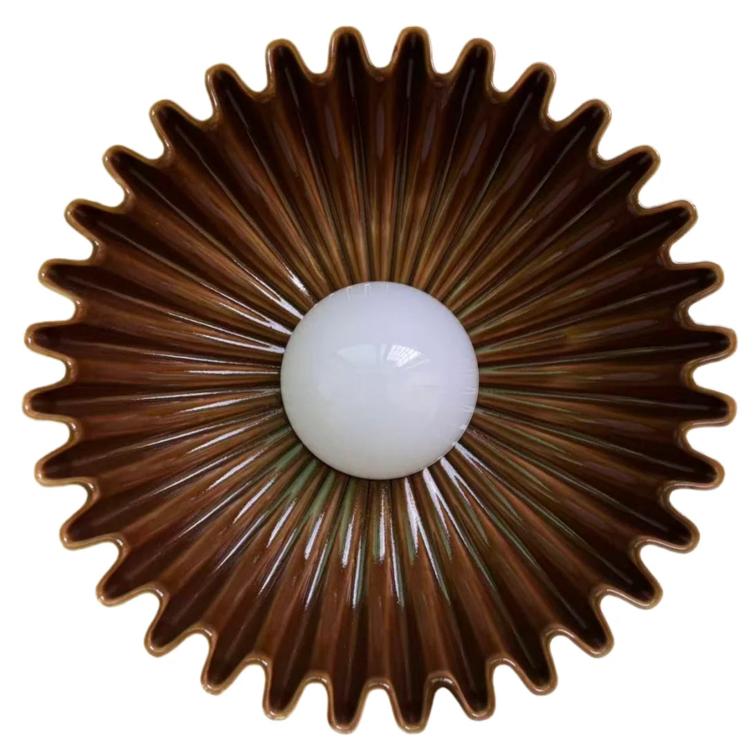 Marenys flower wall light in ceramic brown