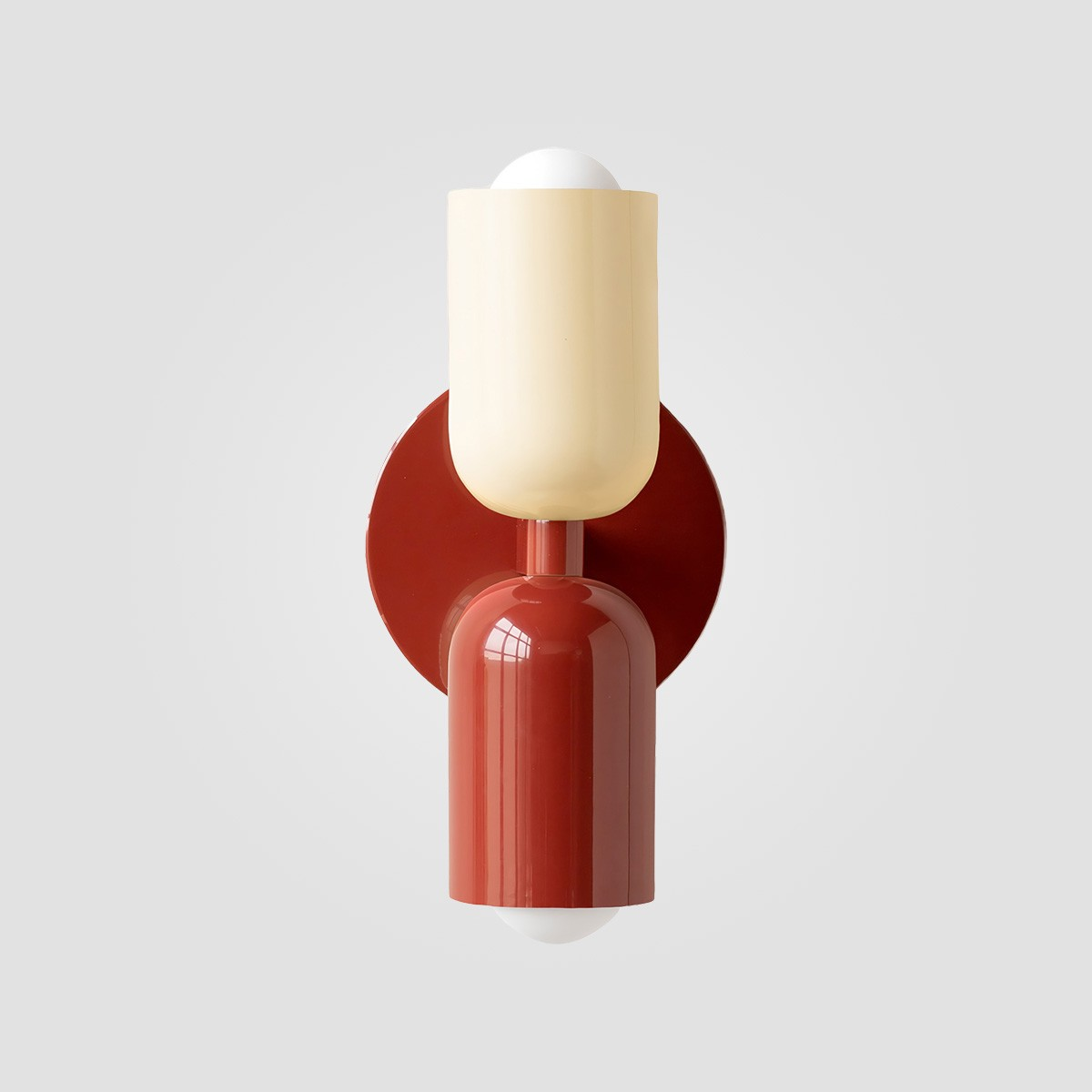 White + Red shade, Red finish capsule wall sconce