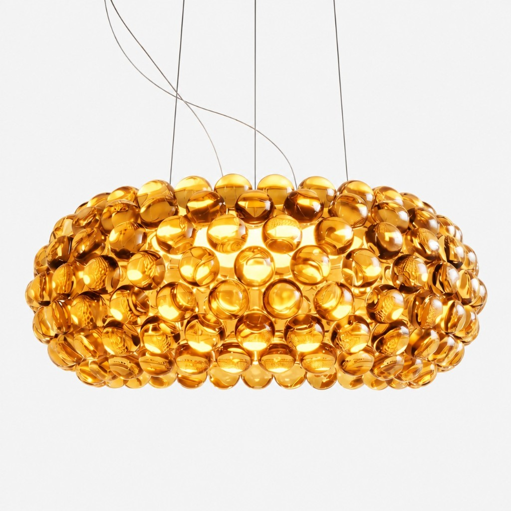 Golden crystal sphere pendant, 65 cm