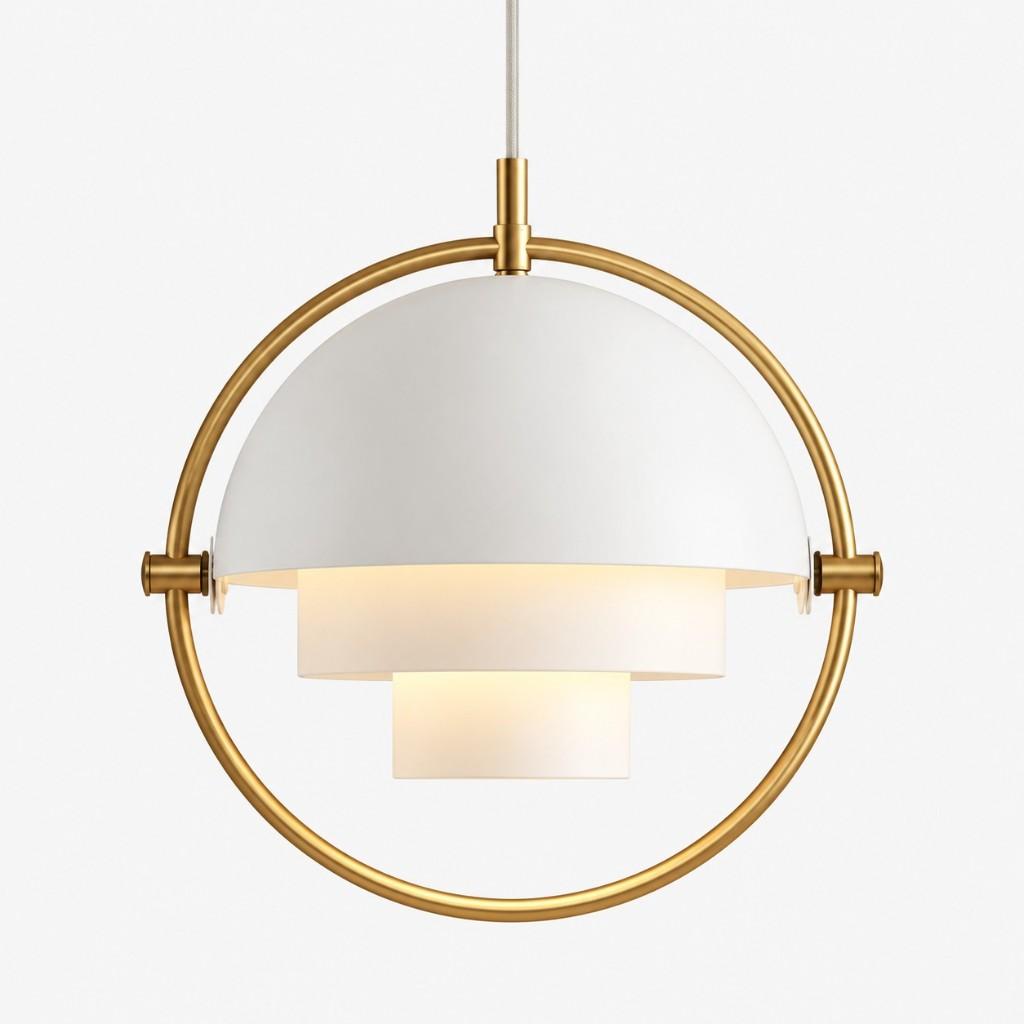 Copper + White layered dome pendant light