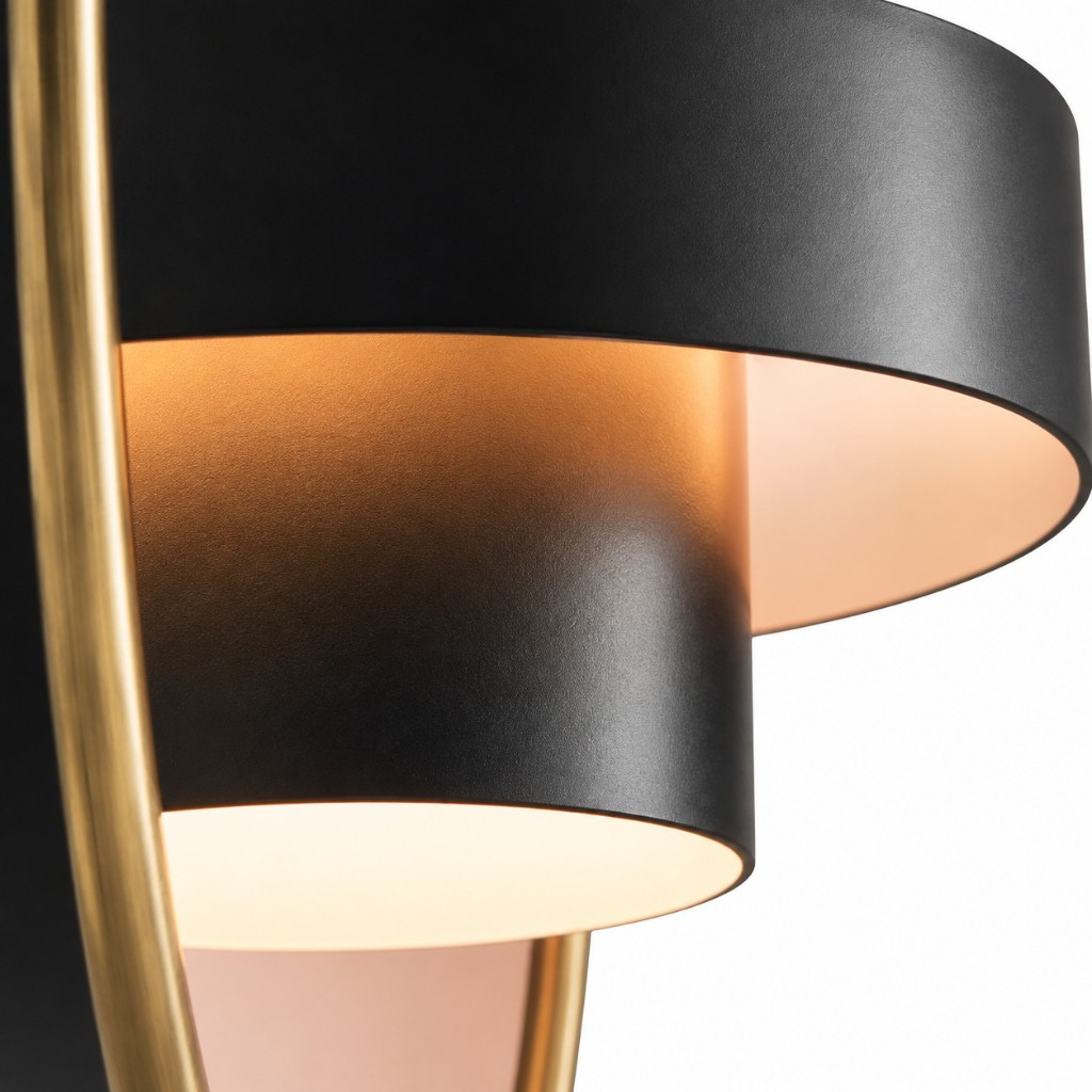 Layered black shade with a warm interior