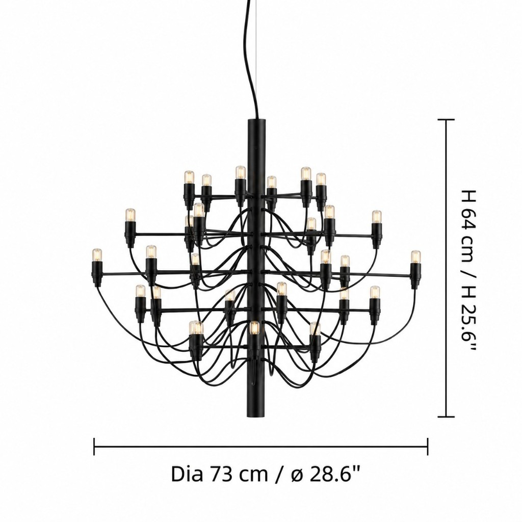 Chandelier dimensions: diameter 28.7 inches, height 25.2 inches