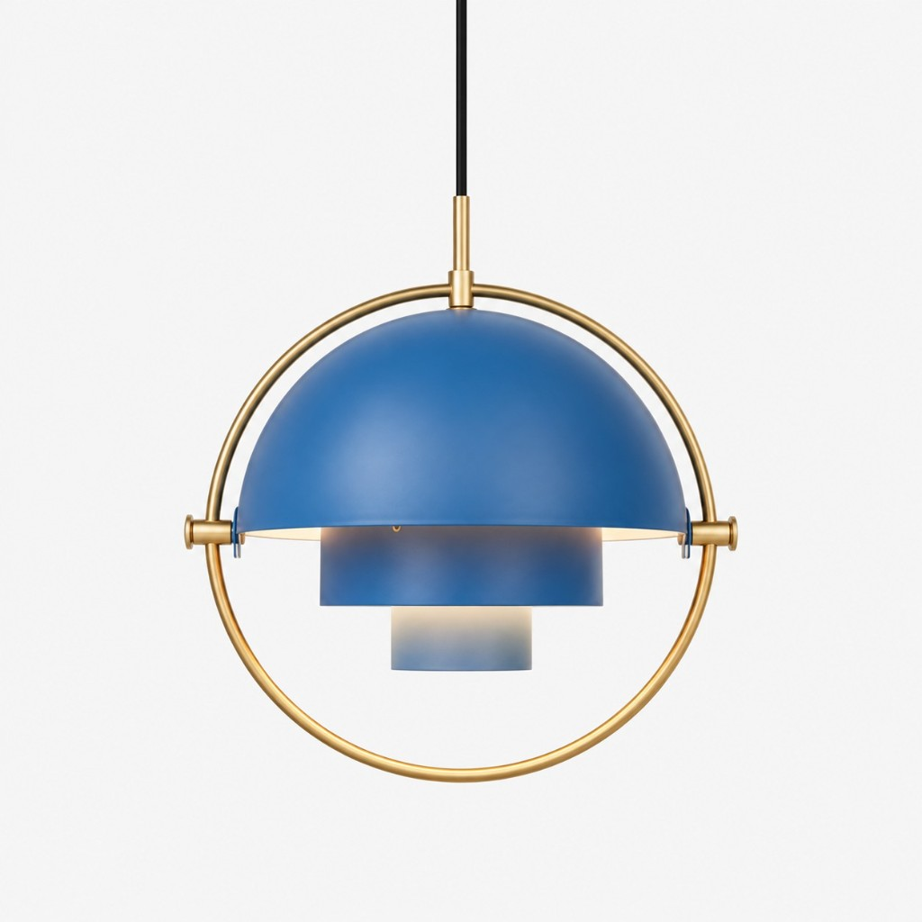 Copper + Blue layered dome pendant light