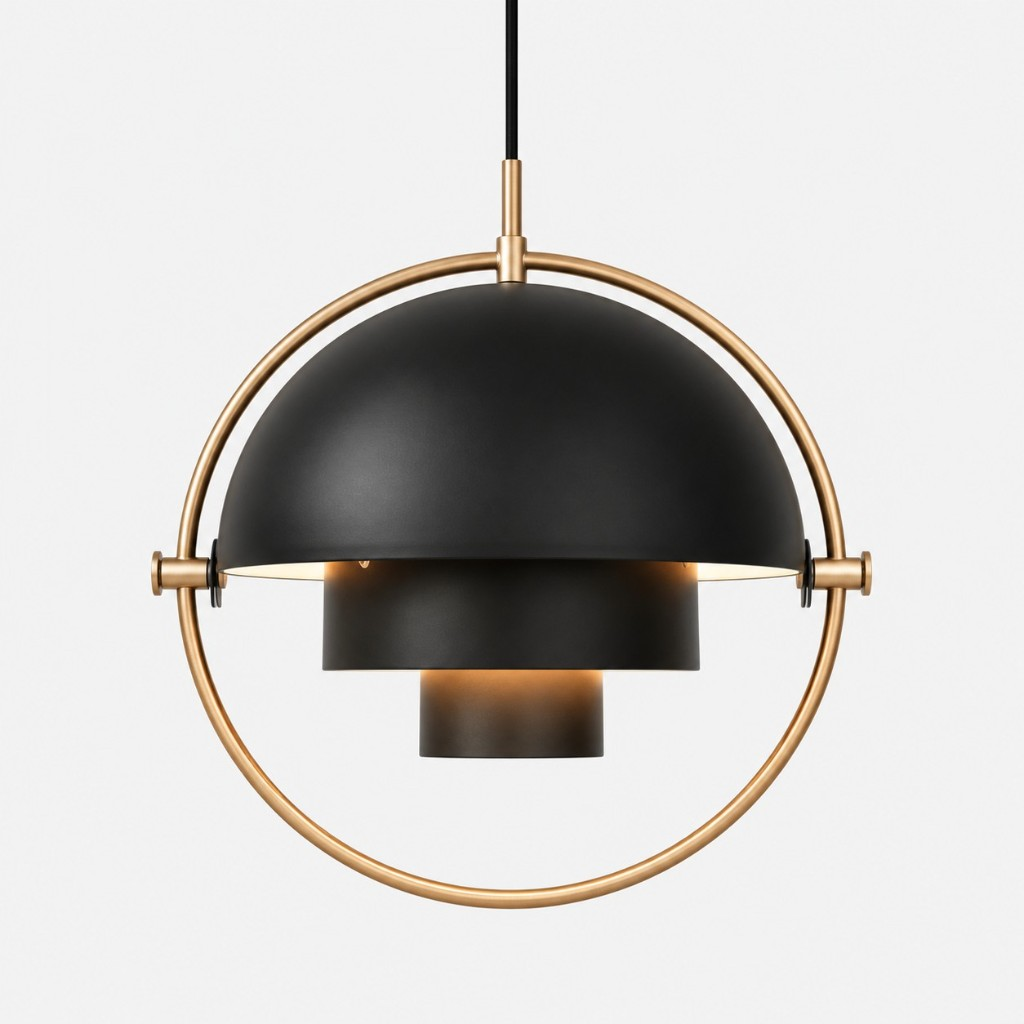 Black layered dome pendant light