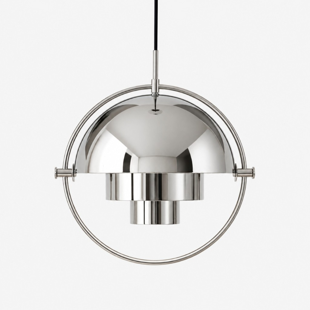 Chrome layered dome pendant light