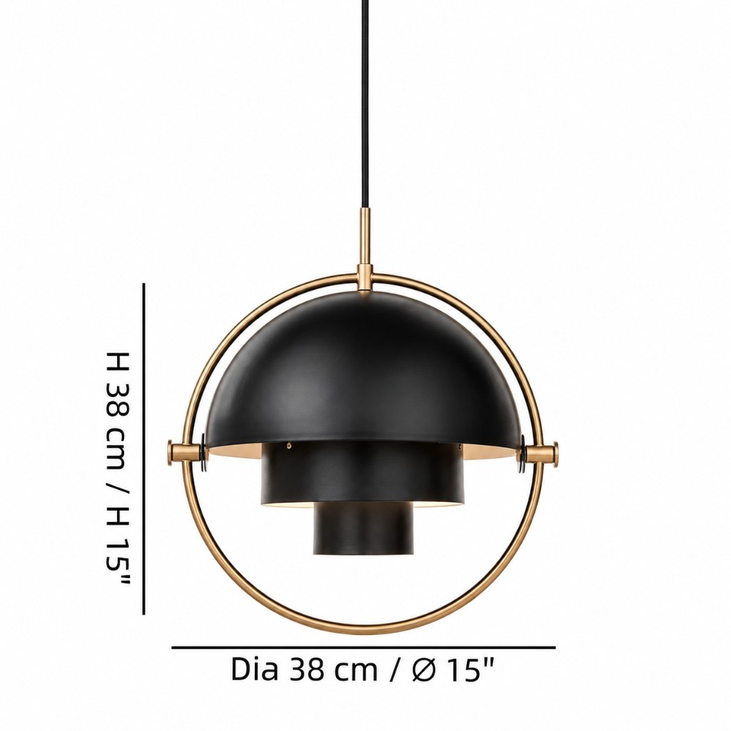 Layered dome pendant dimensions: diameter 15 inches, height 15 inches