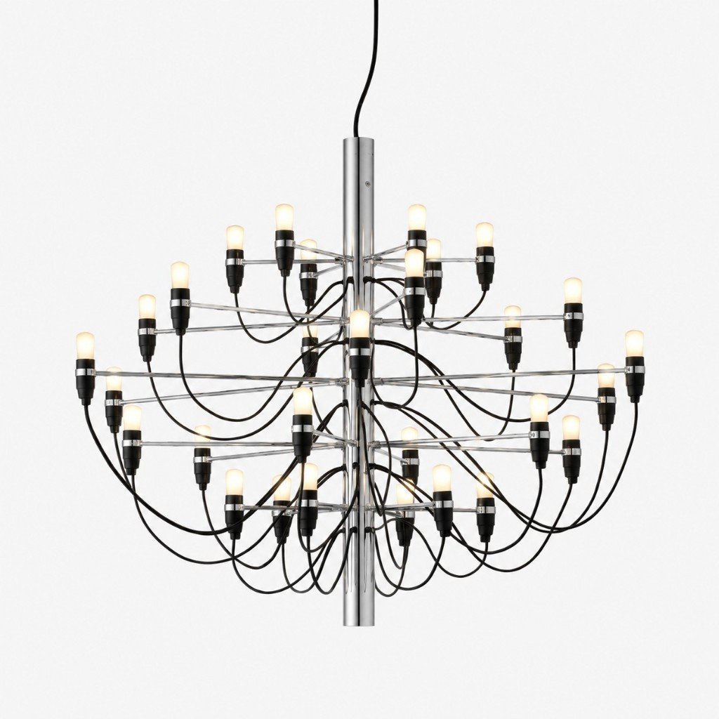Chrome branching column chandelier