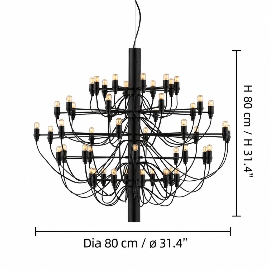 Chandelier dimensions: diameter 31.5 inches, height 31.5 inches