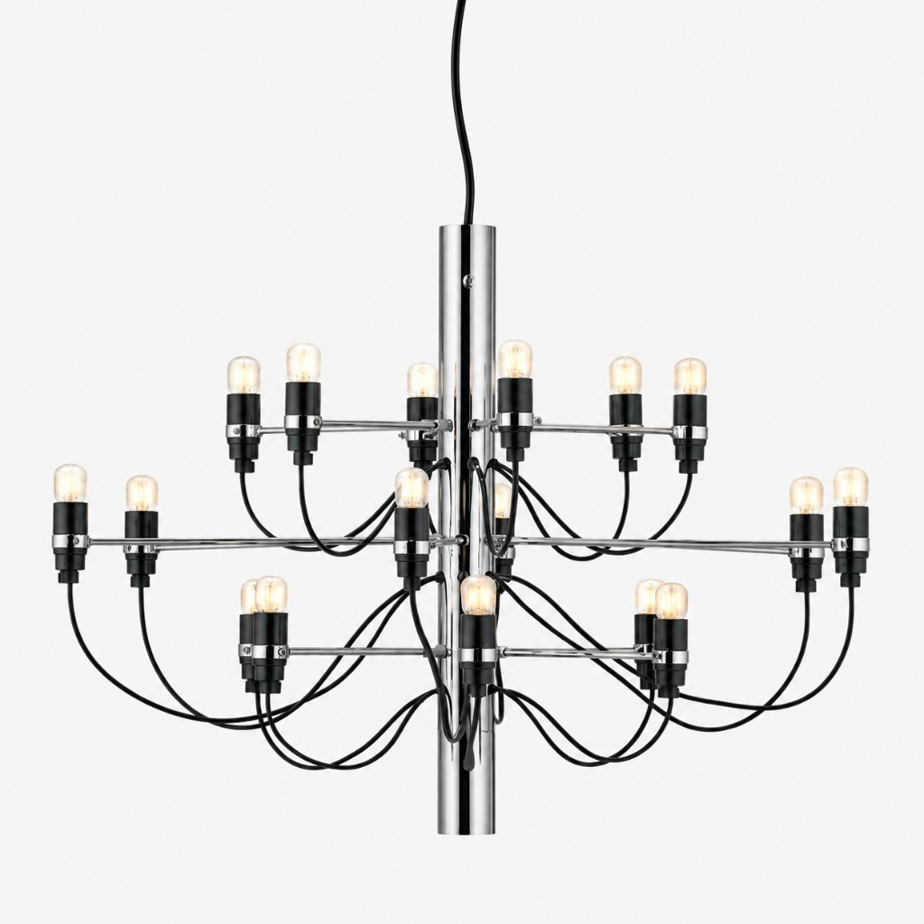 Chrome branching column chandelier