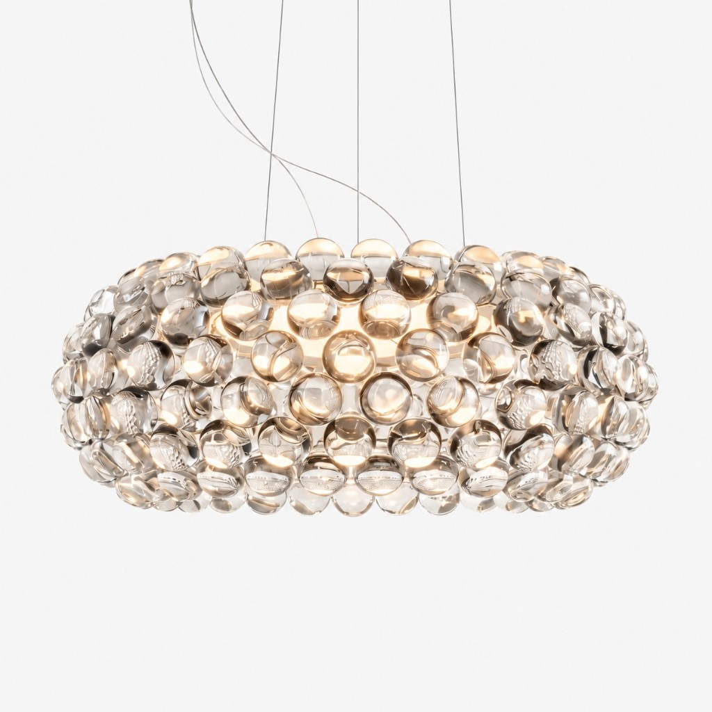 Transparent crystal sphere pendant, 65 cm