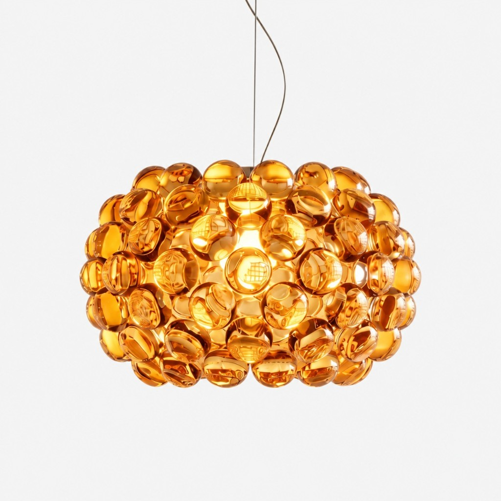 Golden crystal sphere pendant, 35 cm