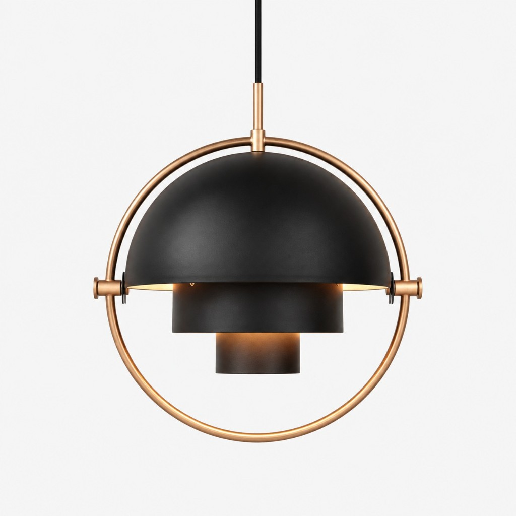 Copper + Black layered dome pendant light