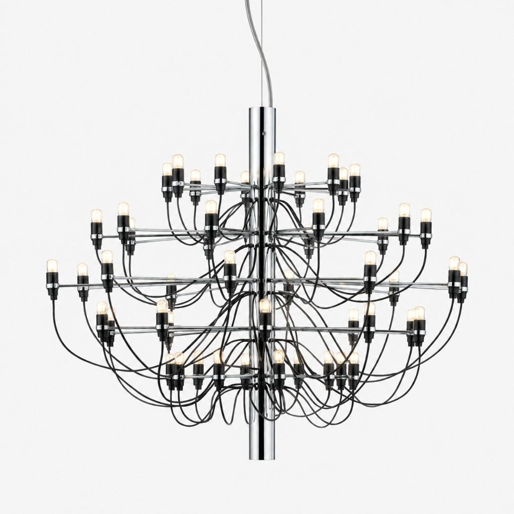 Chrome branching column chandelier