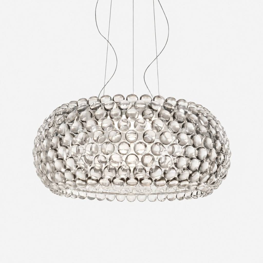 Transparent crystal sphere pendant, 50 cm