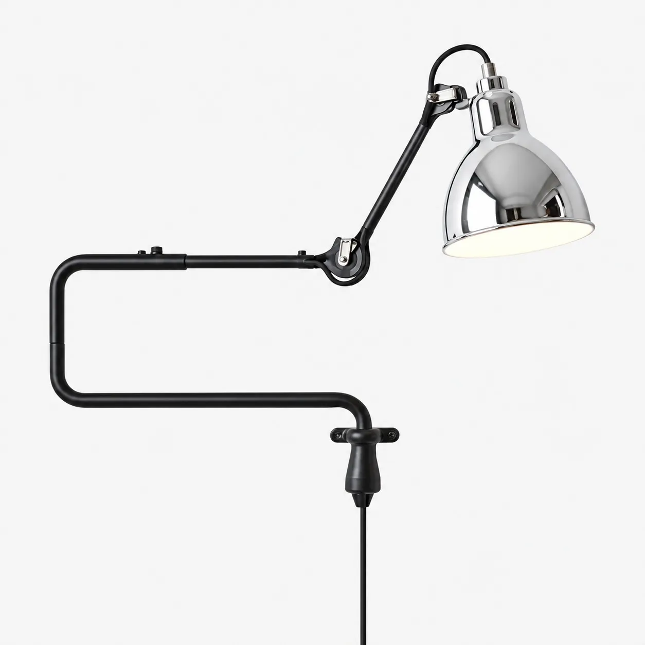 Industrial Matte Black Adjustable Arm Wall Light