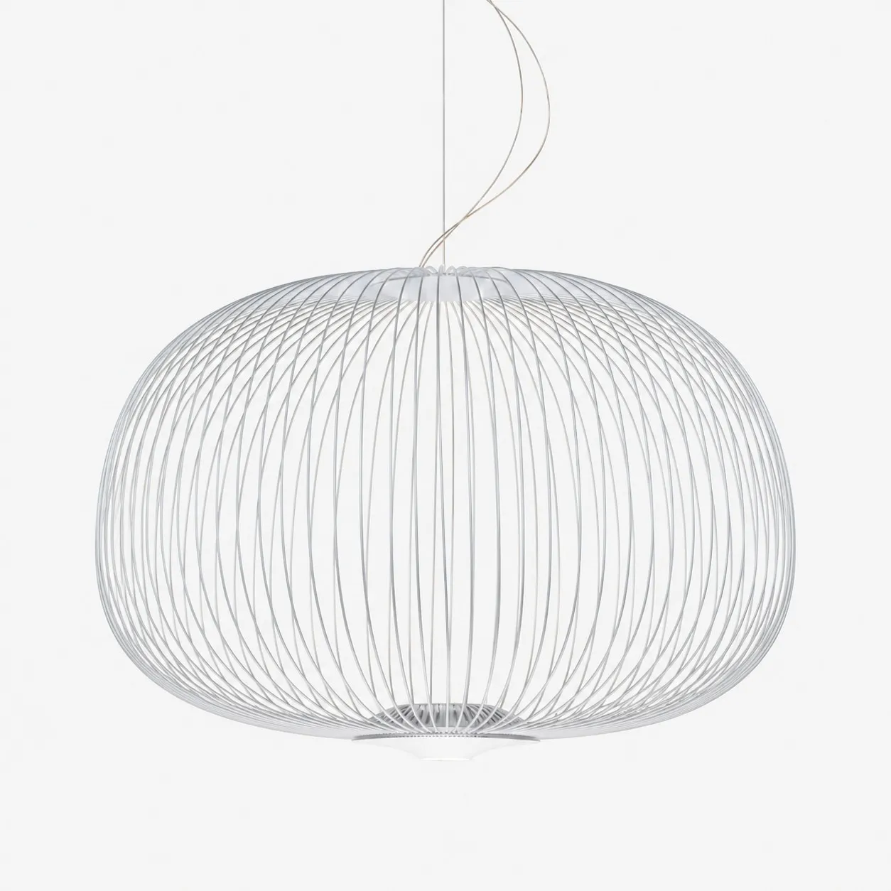 White wide wire cage pendant