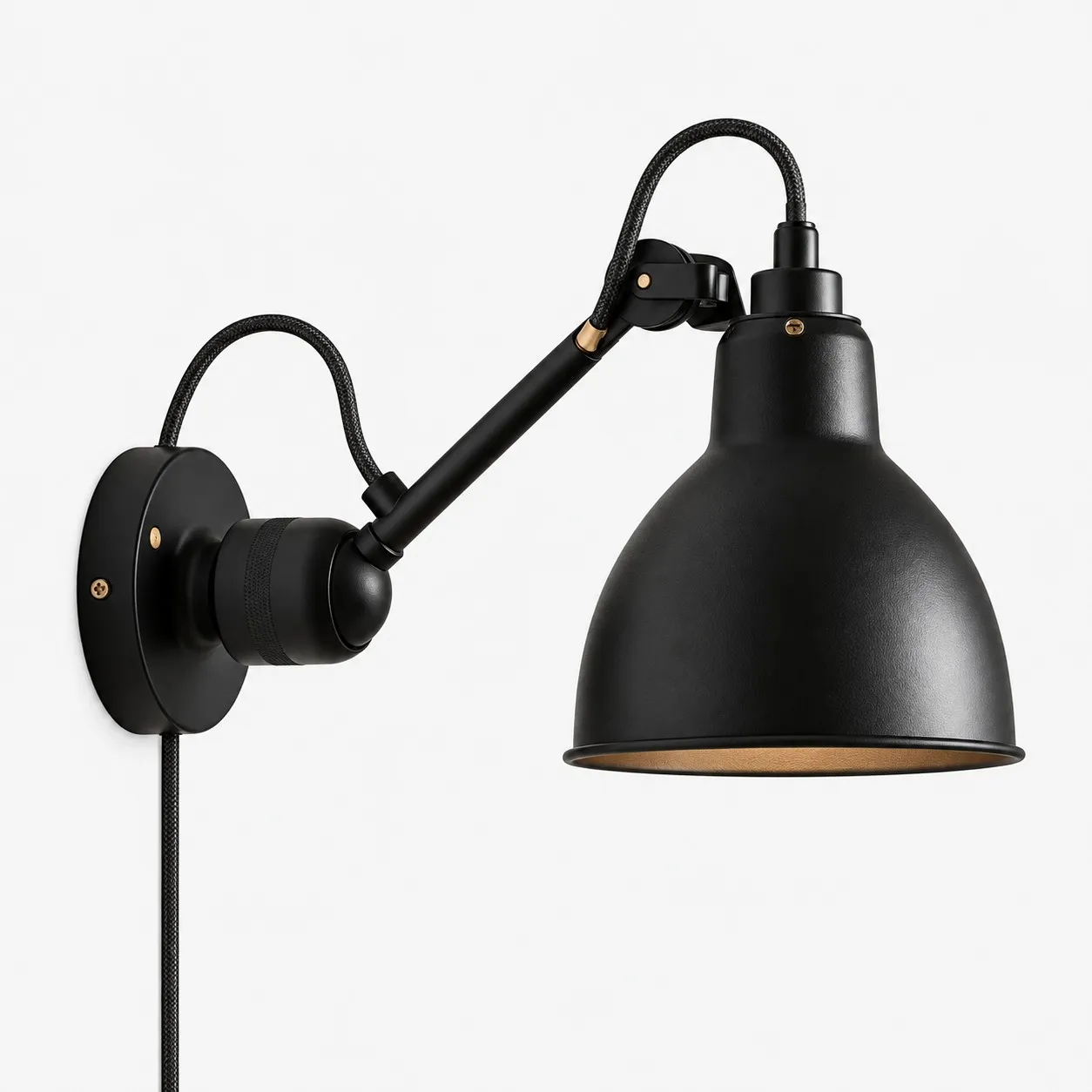 Industrial Matte Black Adjustable Arm Wall Light