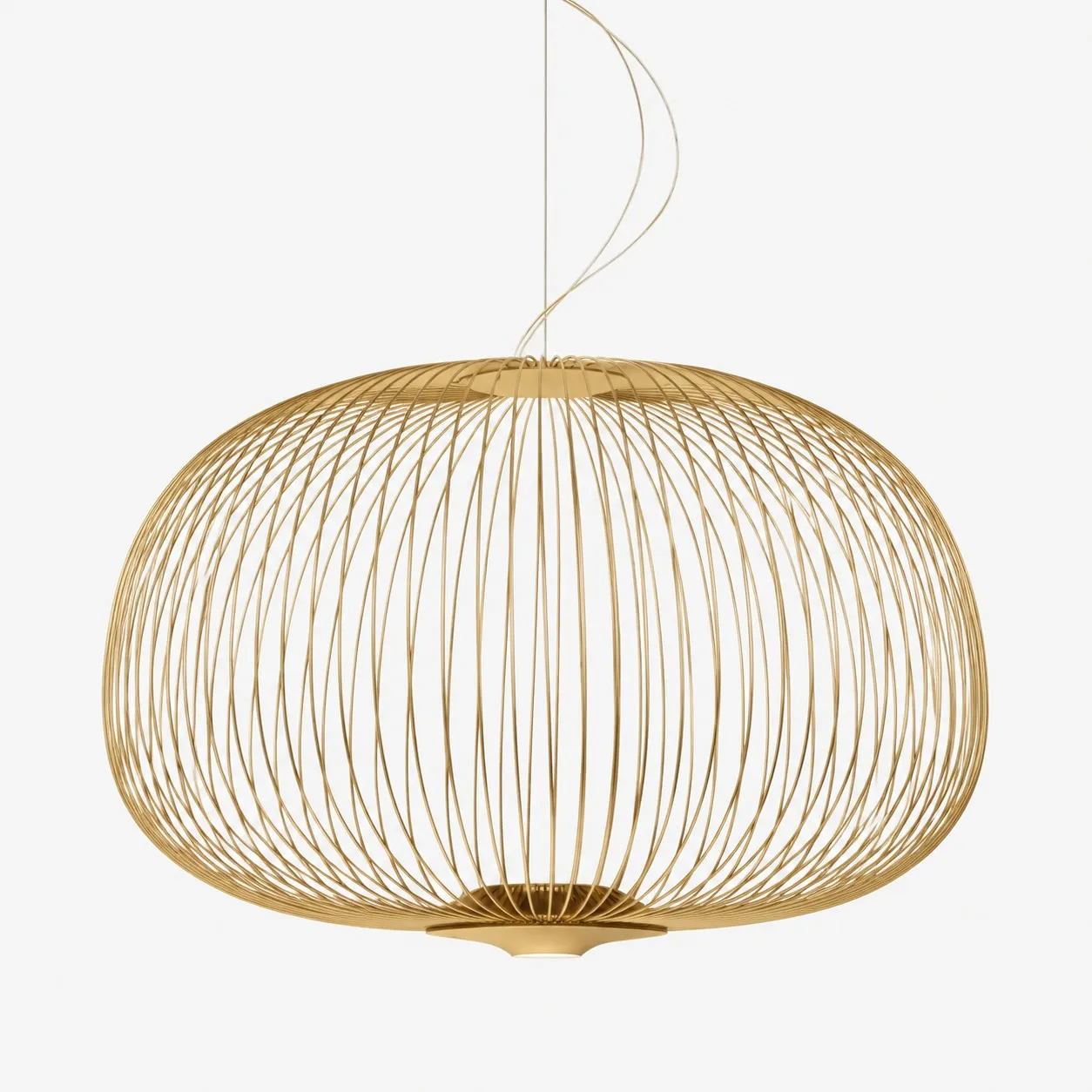Gold wide wire cage pendant
