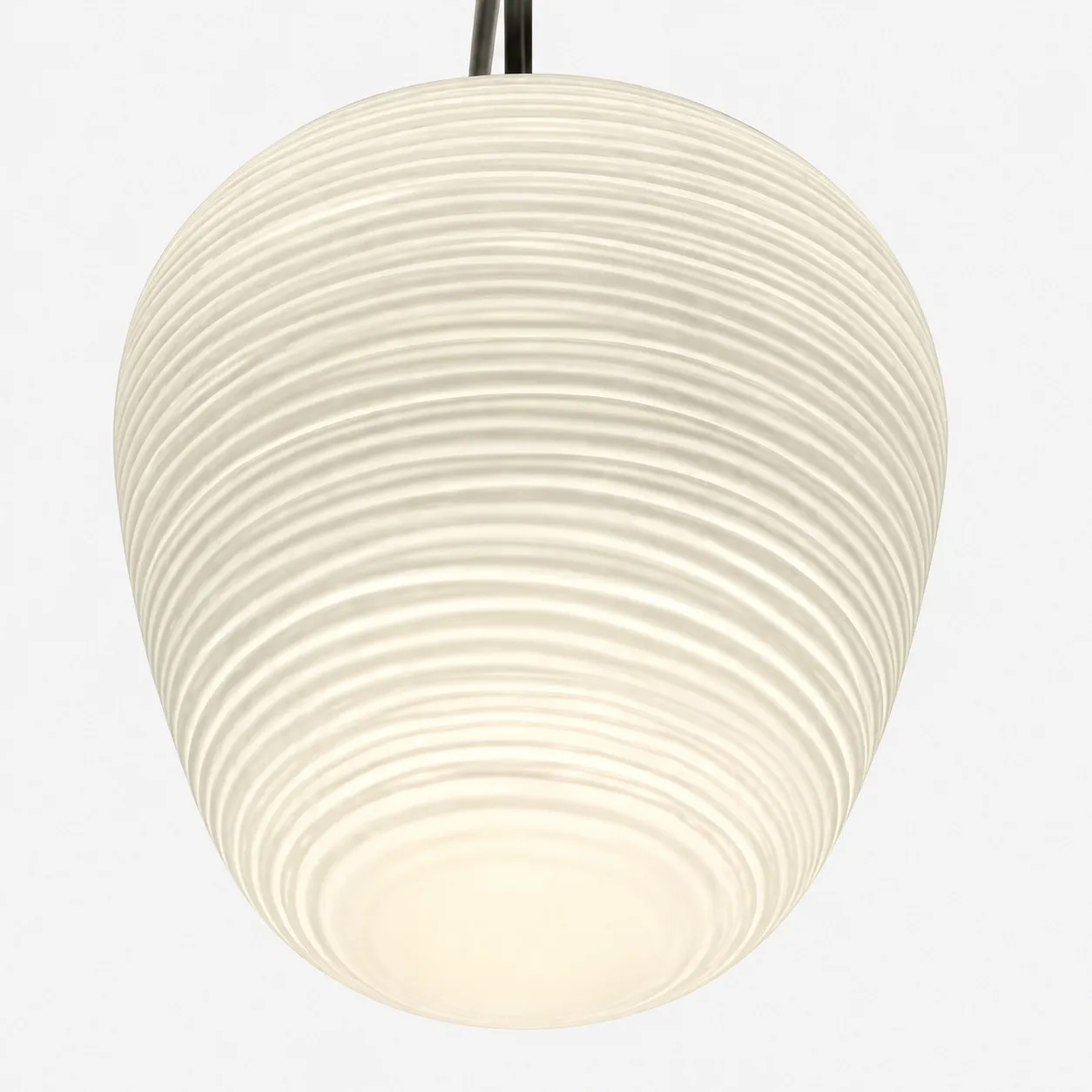 Darien engraved satin glass pendant detail