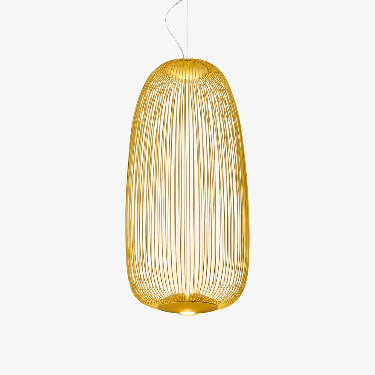 Gold tall wire cage pendant