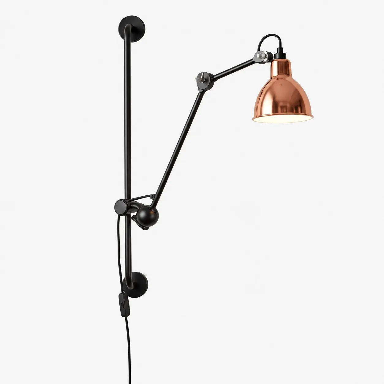 Industrial Matte Black Adjustable Arm Wall Light