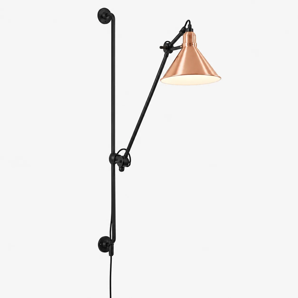Industrial Matte Black Adjustable Arm Wall Light
