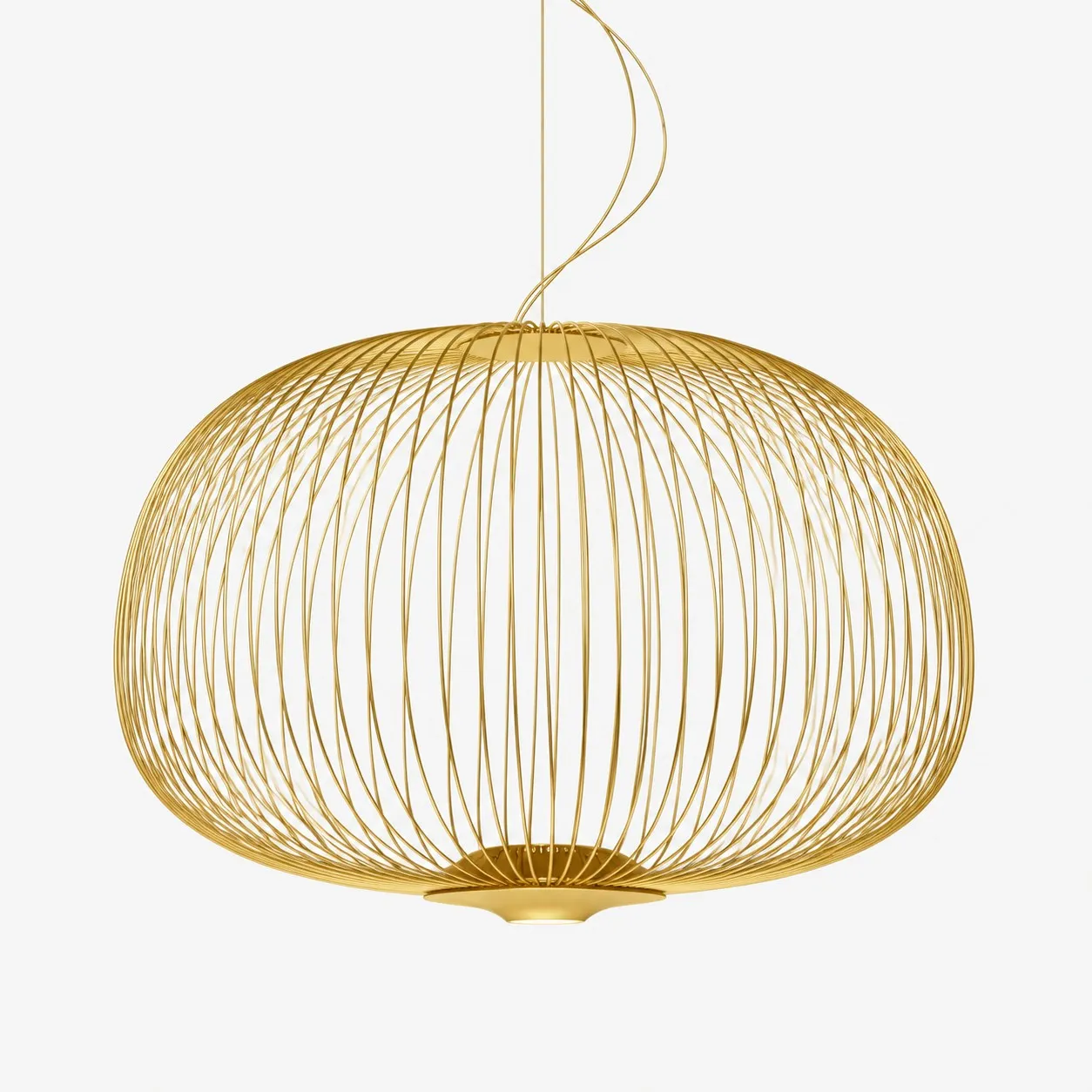 Gold wide wire cage pendant