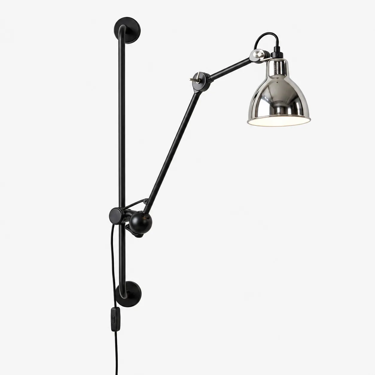 Industrial Matte Black Adjustable Arm Wall Light