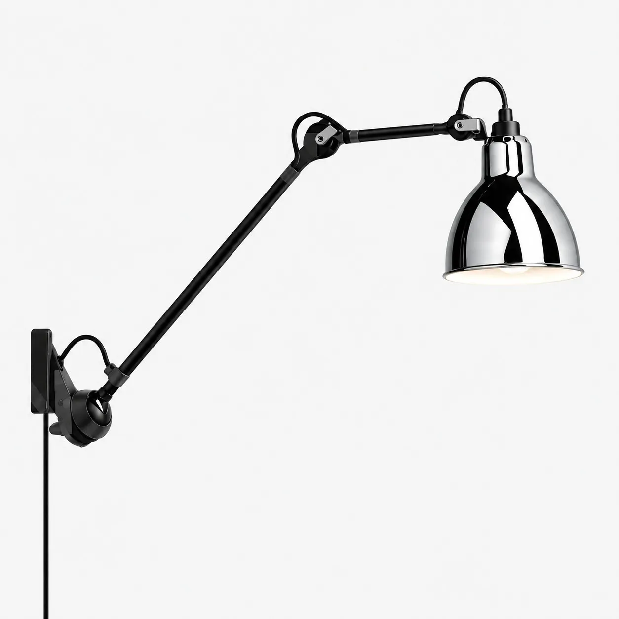 Industrial Matte Black Adjustable Arm Wall Light