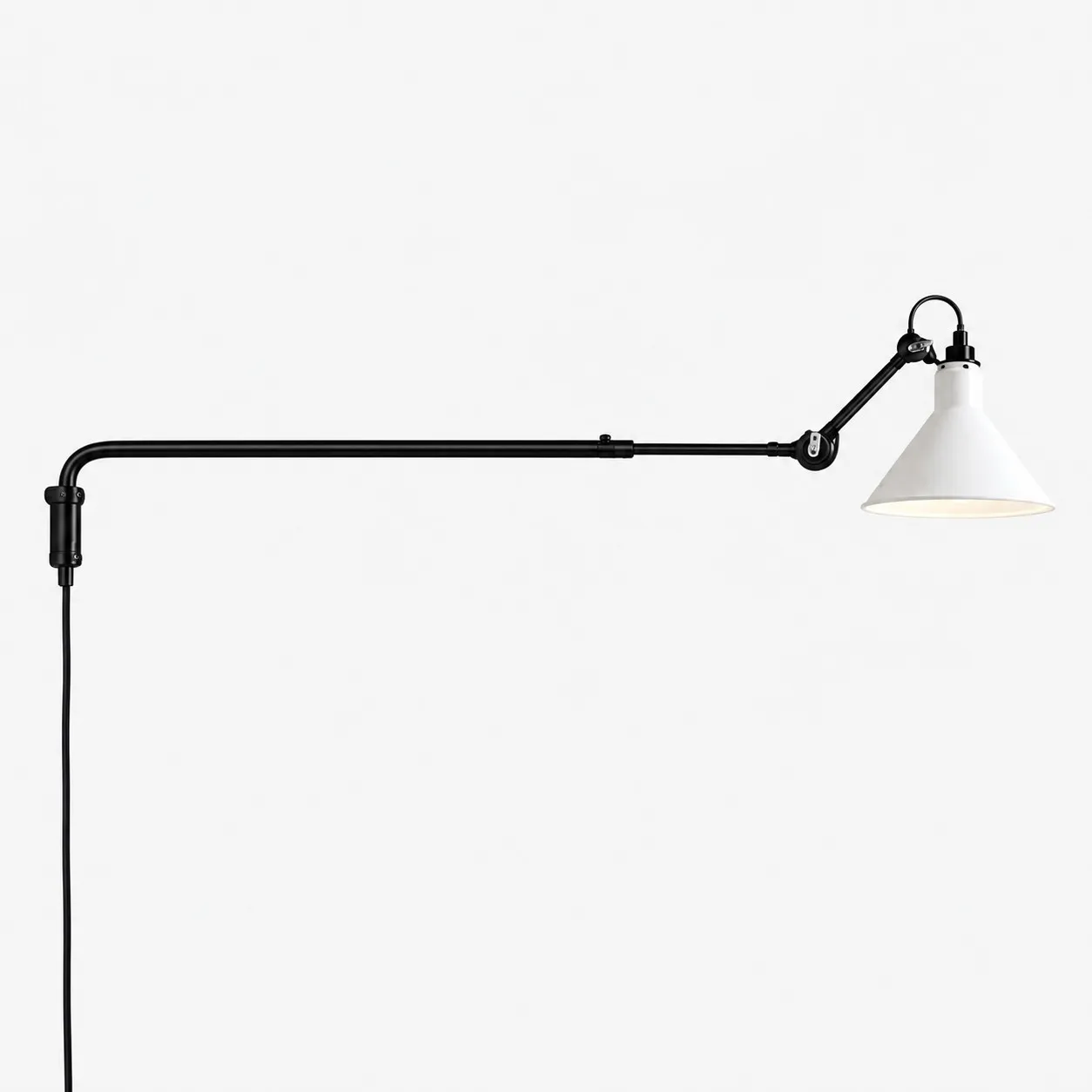 Industrial Matte Black Adjustable Arm Wall Light
