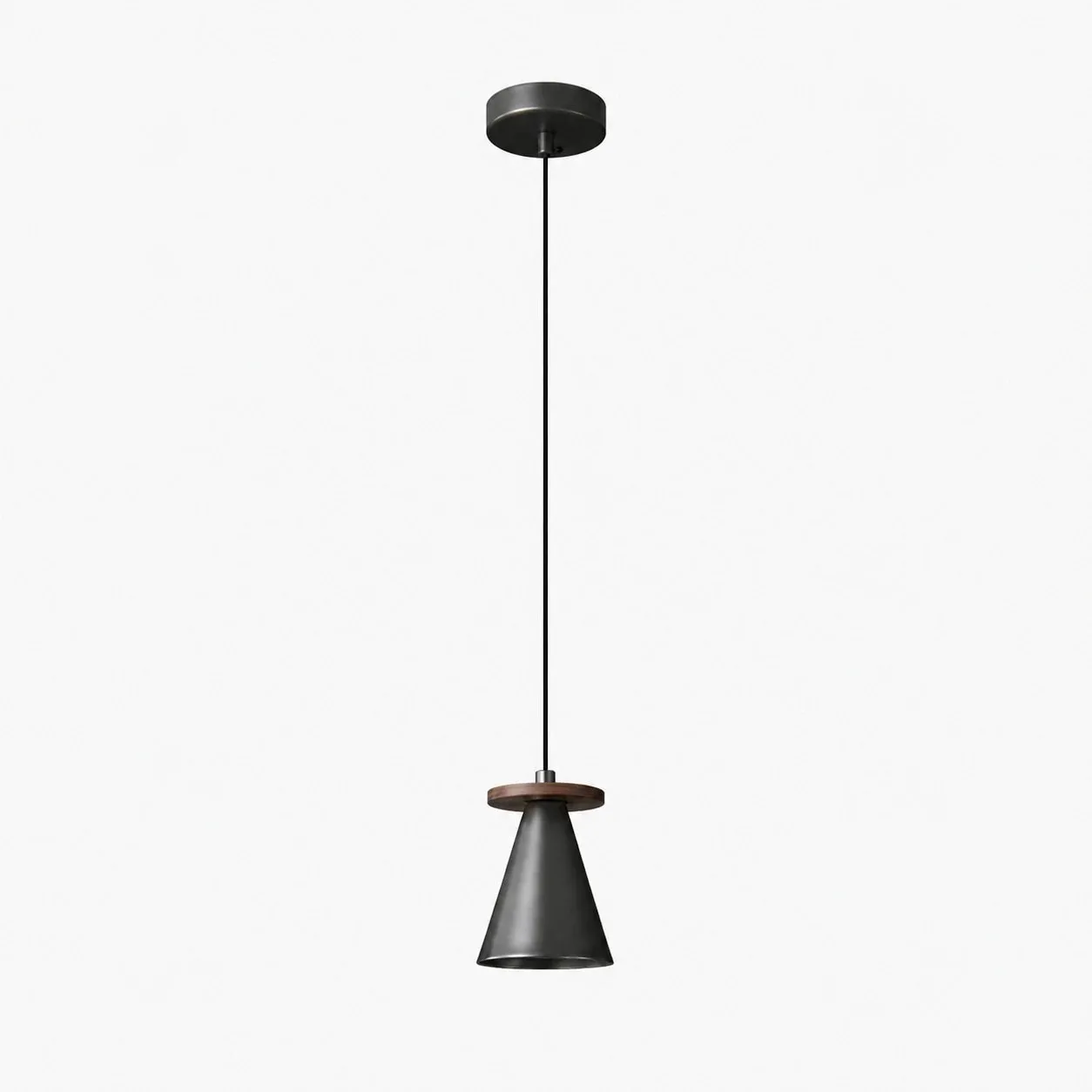 Black and walnut wood mini pendant light
