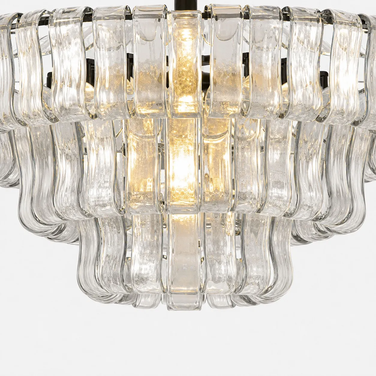 French vintage ripple glass chandelier with smoked glass