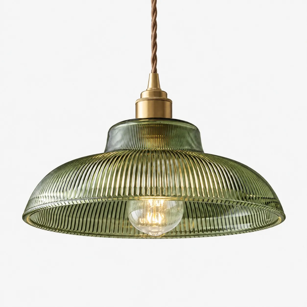 Straw Hat green ribbed glass shade