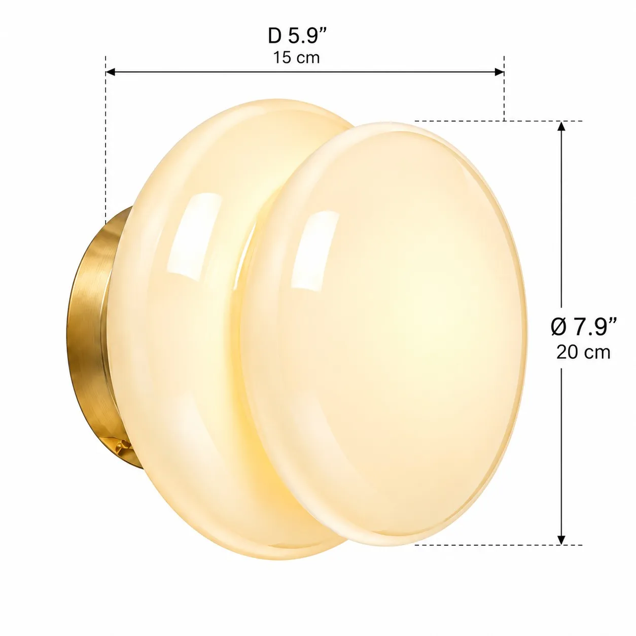Pyris wall light dimensions: diameter 20 cm and depth 15 cm