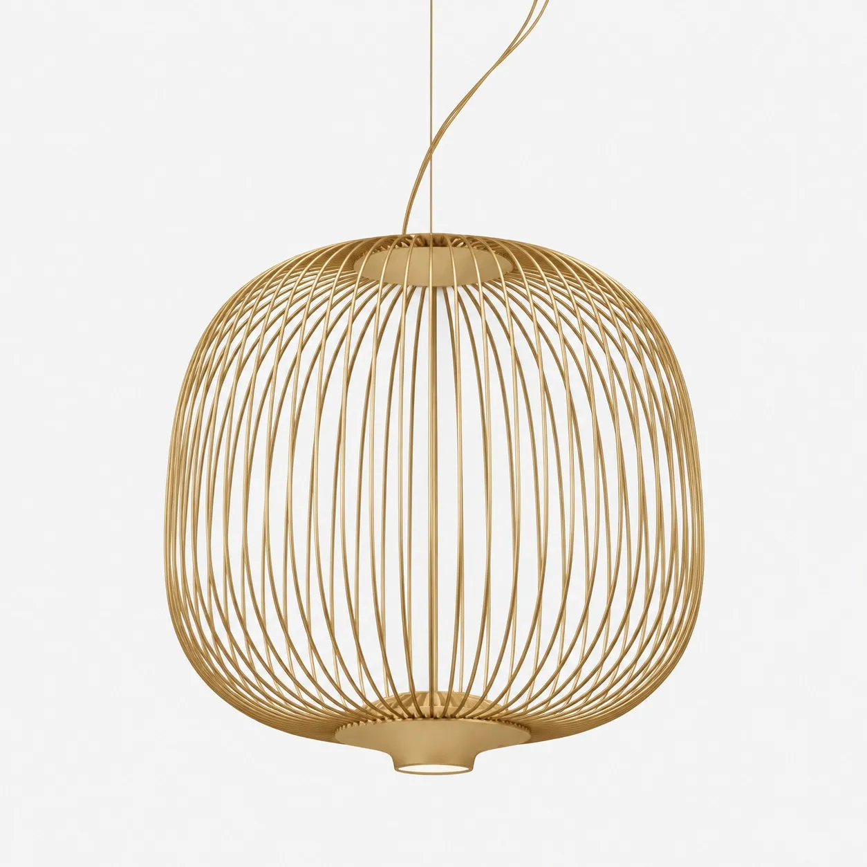 Gold round wire cage pendant