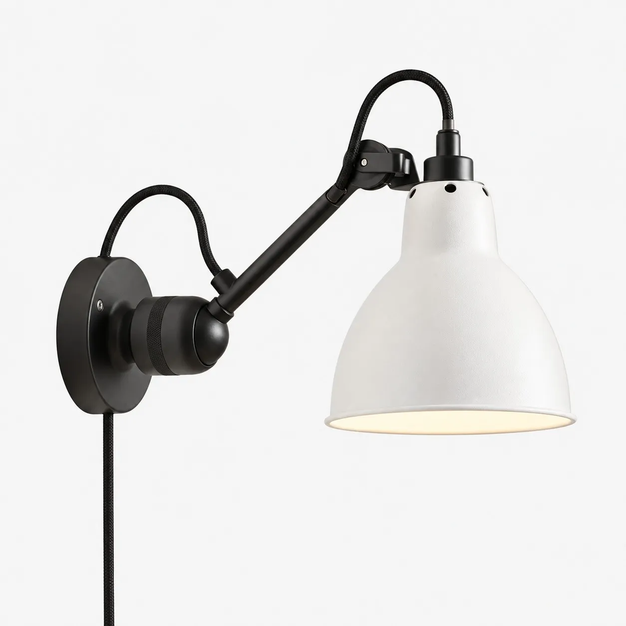 Industrial Matte Black Adjustable Arm Wall Light